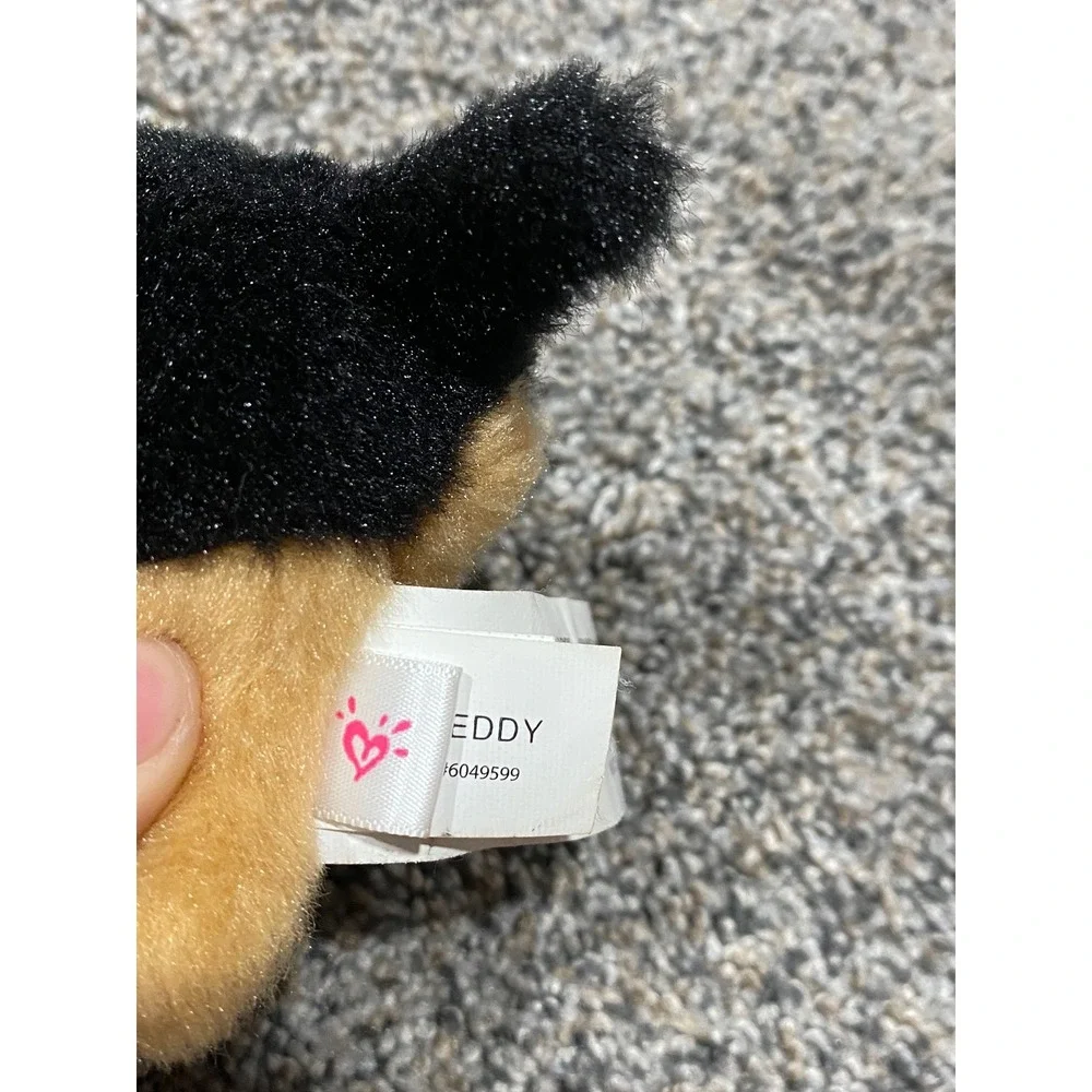 Justice Pet Shop Teddy German Shepherd Plush Tan Black Dog Purple Collar Tag